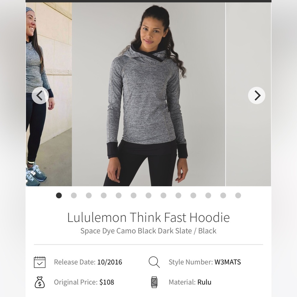Lululemon Think Fast Hoodie Size 2 Performance Workout Run Gym Thumb Holes